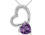 4/5 Carat (ctw) Natural Amethyst Heart Pendant Necklace in Sterling Silver with Chain